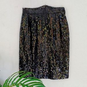 Giorgio Grati Black Sequin Pencil Skirt, Made in Italy,  Size 46 Italian/ US Sma